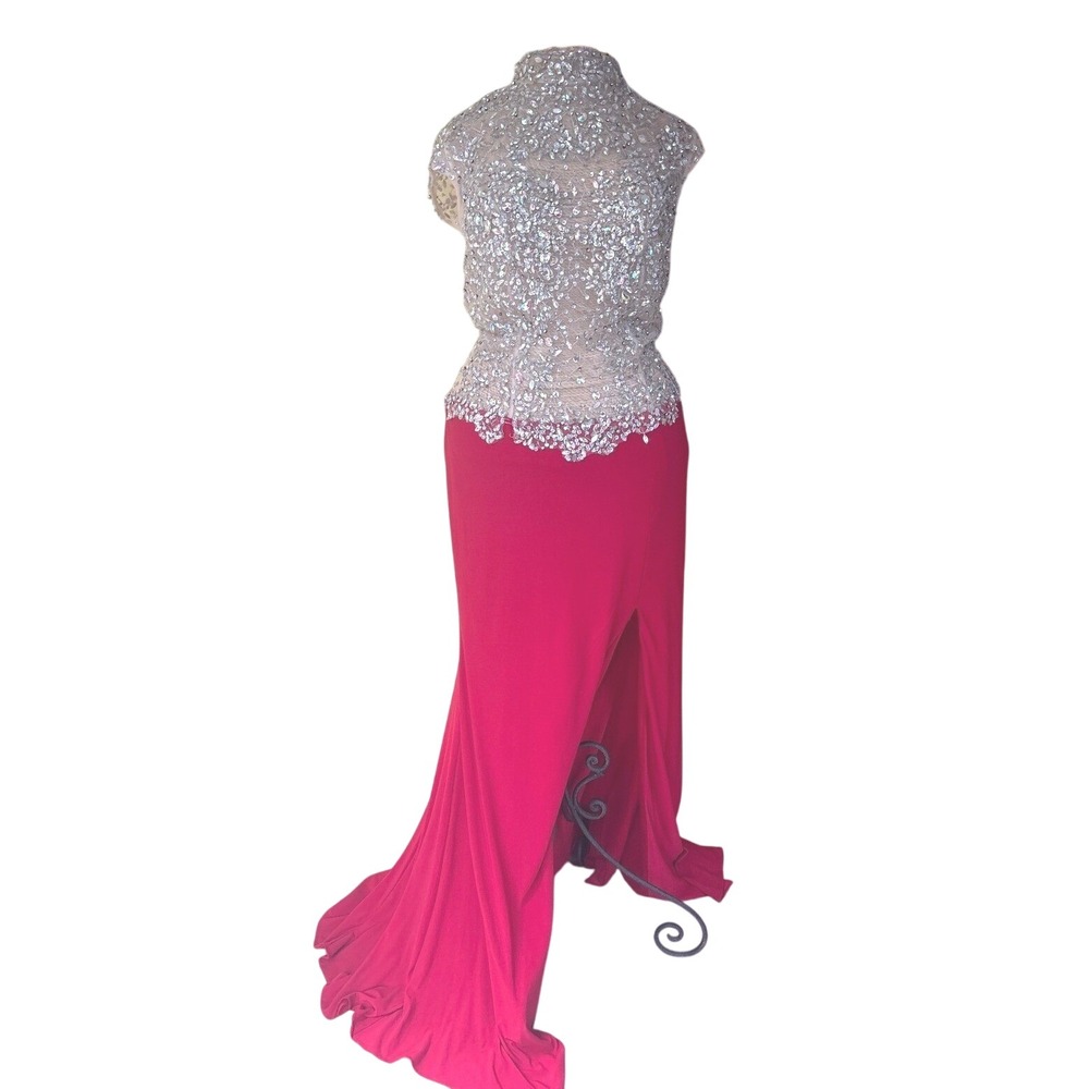 Vintage Sequin Gown Evening Dress Formal Maxi Red Slit Prom Party Cocktail‎